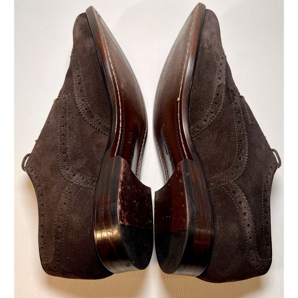 John Varvatos Luxe Shoes Mens Size 11.5 Brown Suede Wingtip Oxford Dress USA - Picture 8 of 10
